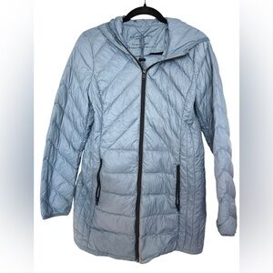 London Fog Women's Lightweight Packable Down Filled Full-Zip Jacket in blue